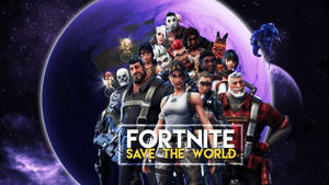 Fortnite-এর সেভ দ্য ওয়ার্ল্ড মোডের বেশ কয়েকটি চরিত্রের সংকলন সহ গ্রহ ওয়ালপেপার।