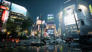 Ghostwire Tokyo ধ্বংসপ্রাপ্ত শহরের ওয়ালপেপার