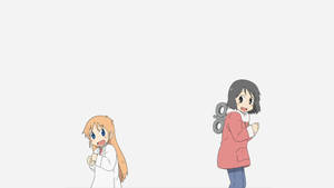 Nichijou Nano এবং Hakase সাদা পটভূমিতে নাচছে