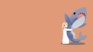 Nichijou হাকাসে এবং বিশাল হাঙ্গর — কিউট অ্যানিমে জিআইএফ ওয়ালপেপার