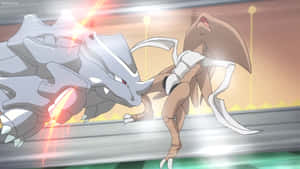 Rhyhorn বনাম Kabutops — অ্যানিমে ল্যান্ডস্কেপ ওয়ালপেপার