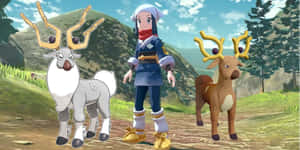 Wyrdeer এবং Stantler প্লেয়ারের সাথে — কিউট অ্যানিমে জিআইএফ ওয়ালপেপার