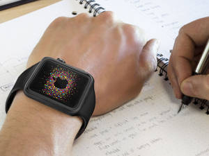 কালো সিলিকন ব্যান্ড সহ Apple Watch ওয়ালপেপার — অ্যাপল ওয়াচ ওয়ালপেপার