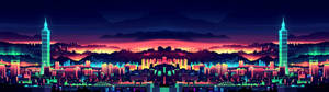 3840x1080 HD ডুয়াল মনিটর সিটি আর্ট