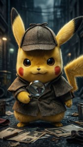 পিকাচু একজন গোয়েন্দা হিসেবে নোয়ার পরিবেশে একটি মামলার তদন্ত করছে। — পিকাচু ওয়ালপেপার