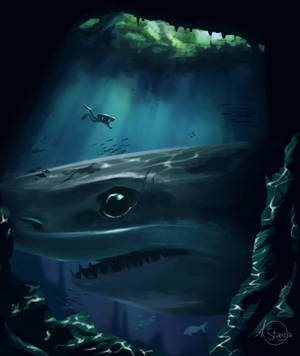 ডুবুরি এবং হাঙরের শিল্পকর্ম ওয়ালপেপার — মোটোরোলা রাজার আল্ট্রা ২০২৫ ওয়ালপেপার