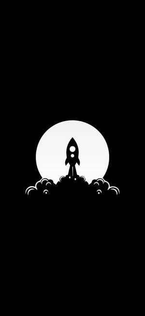 মিনিমালিস্ট কালো রকেট জাহাজ ওয়ালপেপার — আইফোন ১৬ ওয়ালপেপার