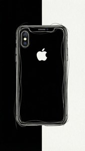 একটি iPhone XR-এর ন্যূনতম রেখাচিত্র, সাদা-কালো, মার্জিত আর্ট ওয়ালপেপার।