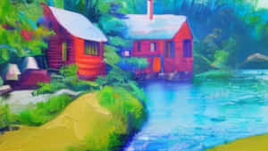 শান্ত হ্রদে প্রতিফলিত প্রাণবন্ত শরতের বন