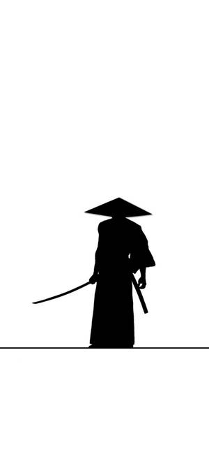 সাদা আইফোন সামুরাই সিলুয়েট — 1080x2400 ওয়ালপেপার