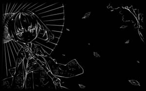 সুন্দর কালো এবং সাদা নান্দনিক অ্যানিমে মেয়ে ছাতা — সুন্দর অ্যানিমে মেয়ে ওয়ালপেপার