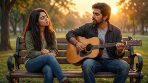 ভিভো এবং আন্দ্রেস সূর্যাস্তের সময় সঙ্গীত উপভোগ করছে।