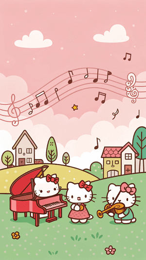 হ্যালো কিটি,সঙ্গীত,পিয়ানো,গান,কিউট,কাওয়াই,কিউট নান্দনিক