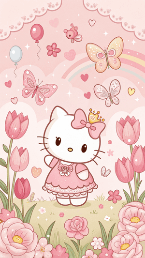 Sanrio,স্বপ্নময়,কল্পনাপ্রবণ,গোলাপি,কাওয়াই,চতুর,রামধনু,বেলুন,হ্যালো কিটি